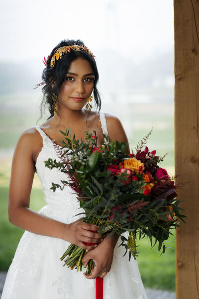 Bride holding flowers